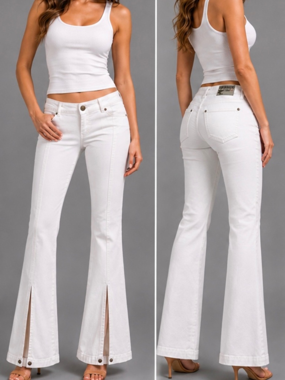 Parasuco Rebel-i White Flare Jeans Size 28 Y2K Low Rise Stretch Denim